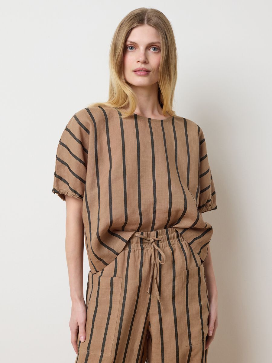 Brown striped blouse_0