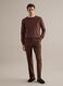 Brown regular fit stretch cotton trousers_0