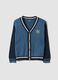 Blue regular-fit cardigan in viscose and wool blend_0