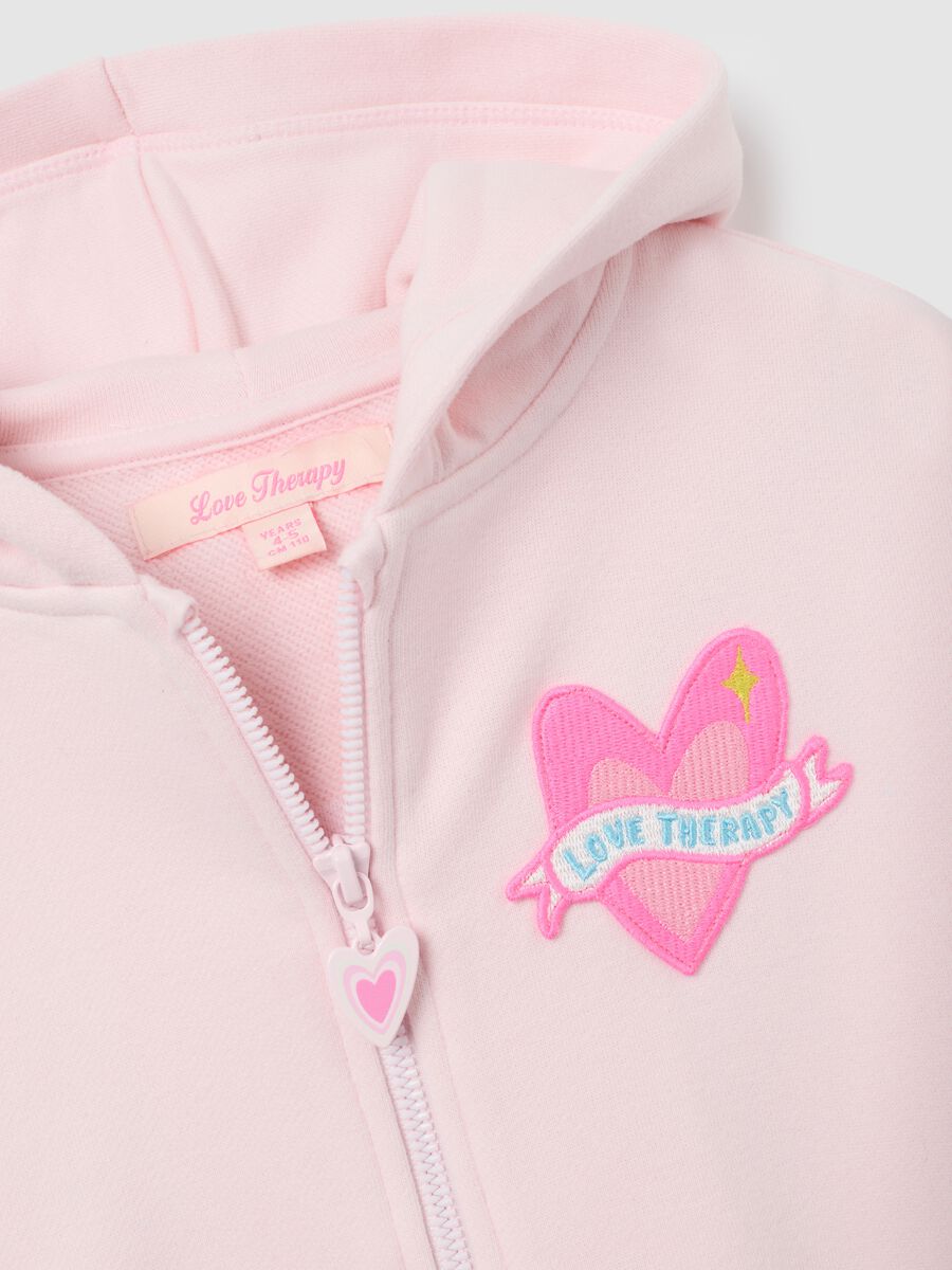 Girls' pink cotton blend hoodie regular fit with zip_2