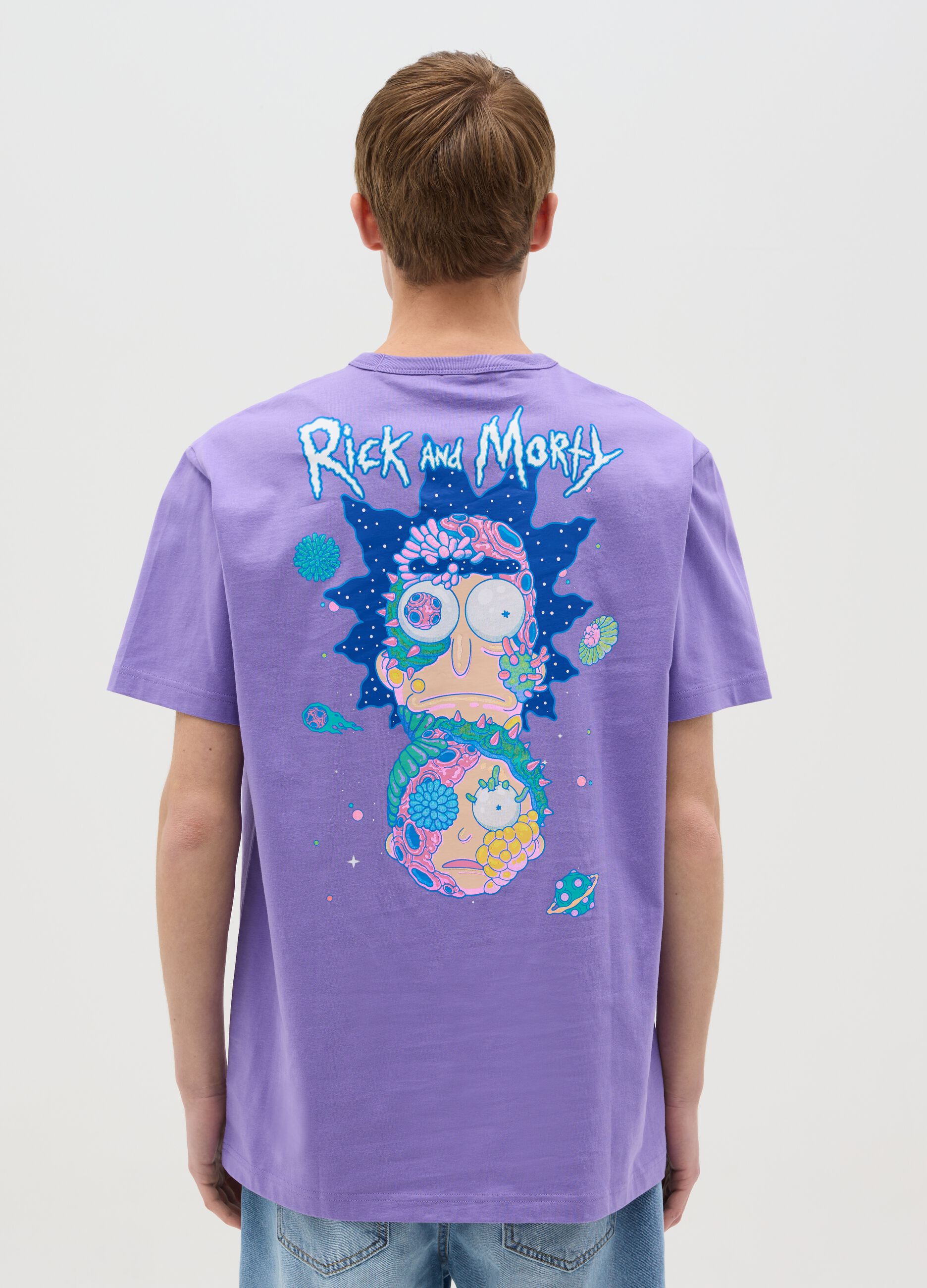 Purple T-shirt with Rick and Morty print
