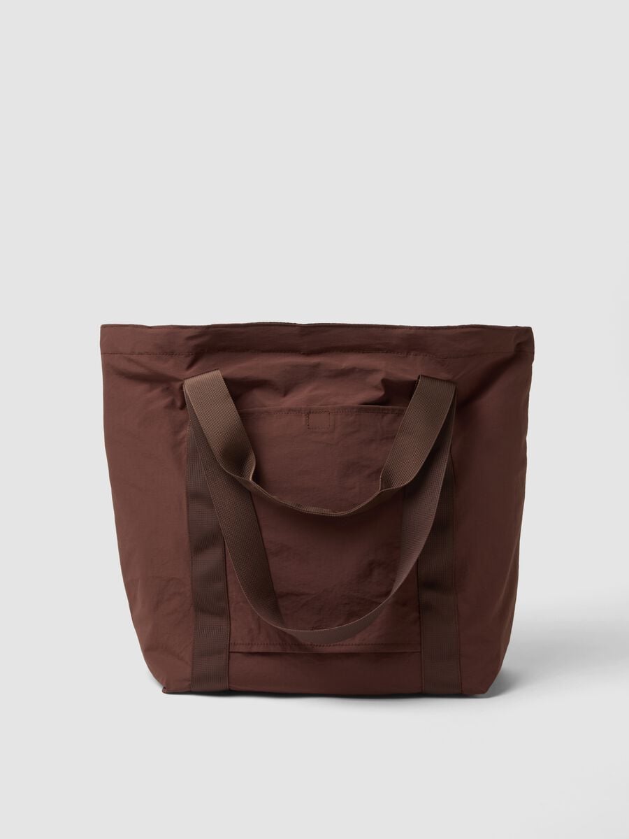 Brown foldable shopper tote with double handles_2