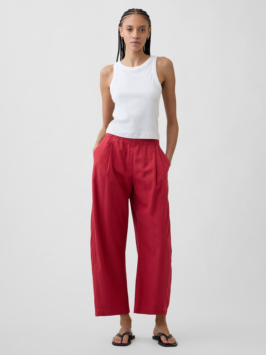 Linen-blend palazzo trousers_0