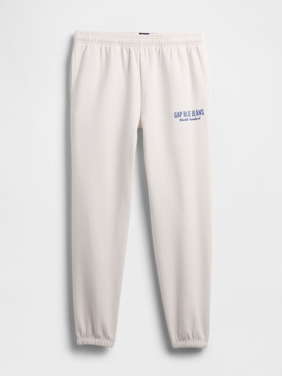 Beige jogger trousers in cotton and polyester blend_5