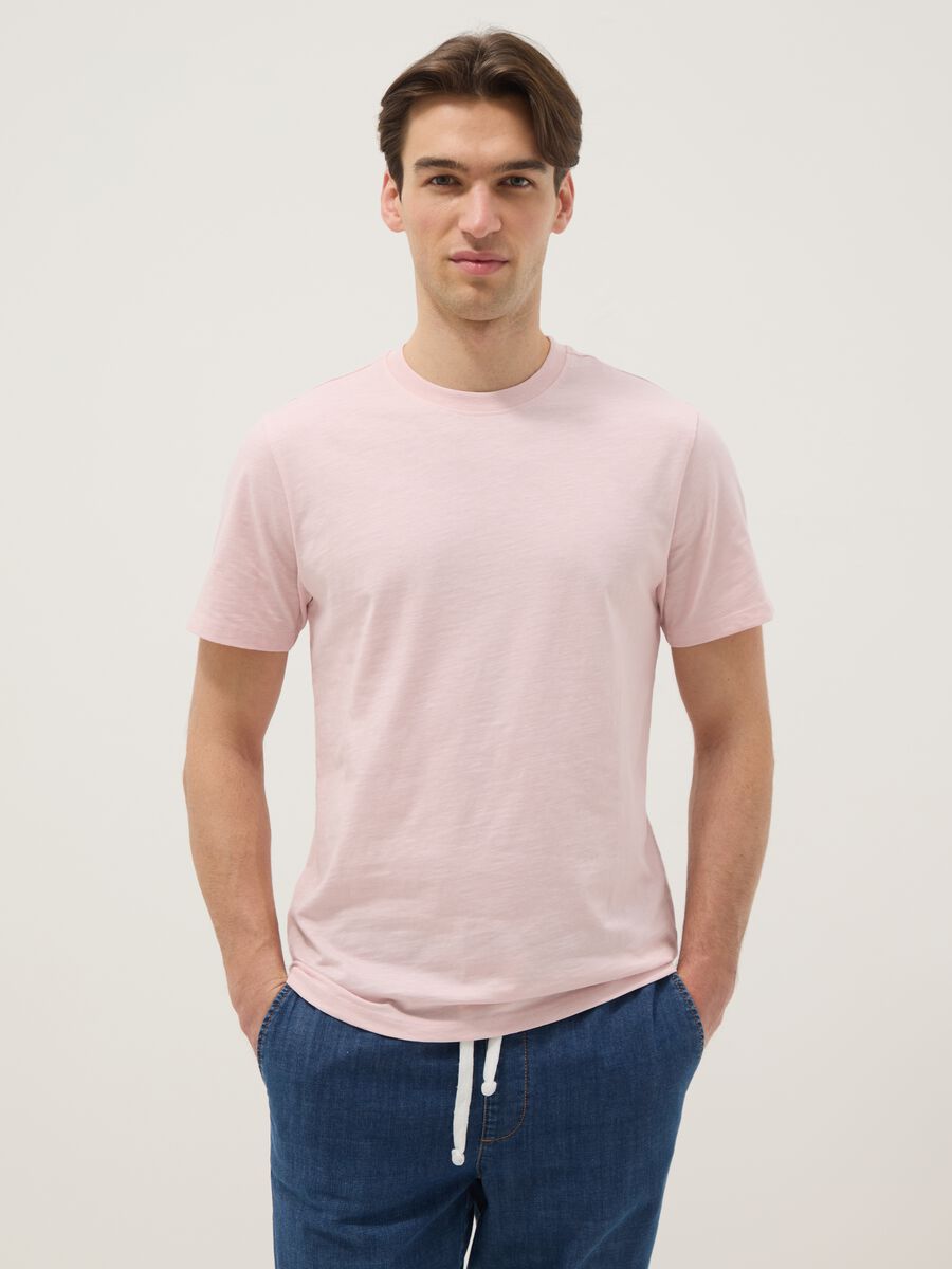 Short-sleeve pink pure cotton regular fit t-shirt_0