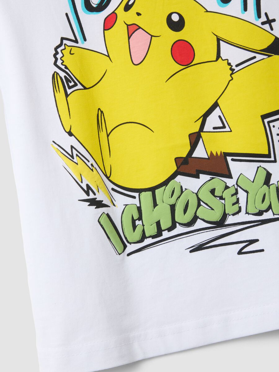 Tank top in puro cotone bianco da bambino oversize fit con Pikachu_3