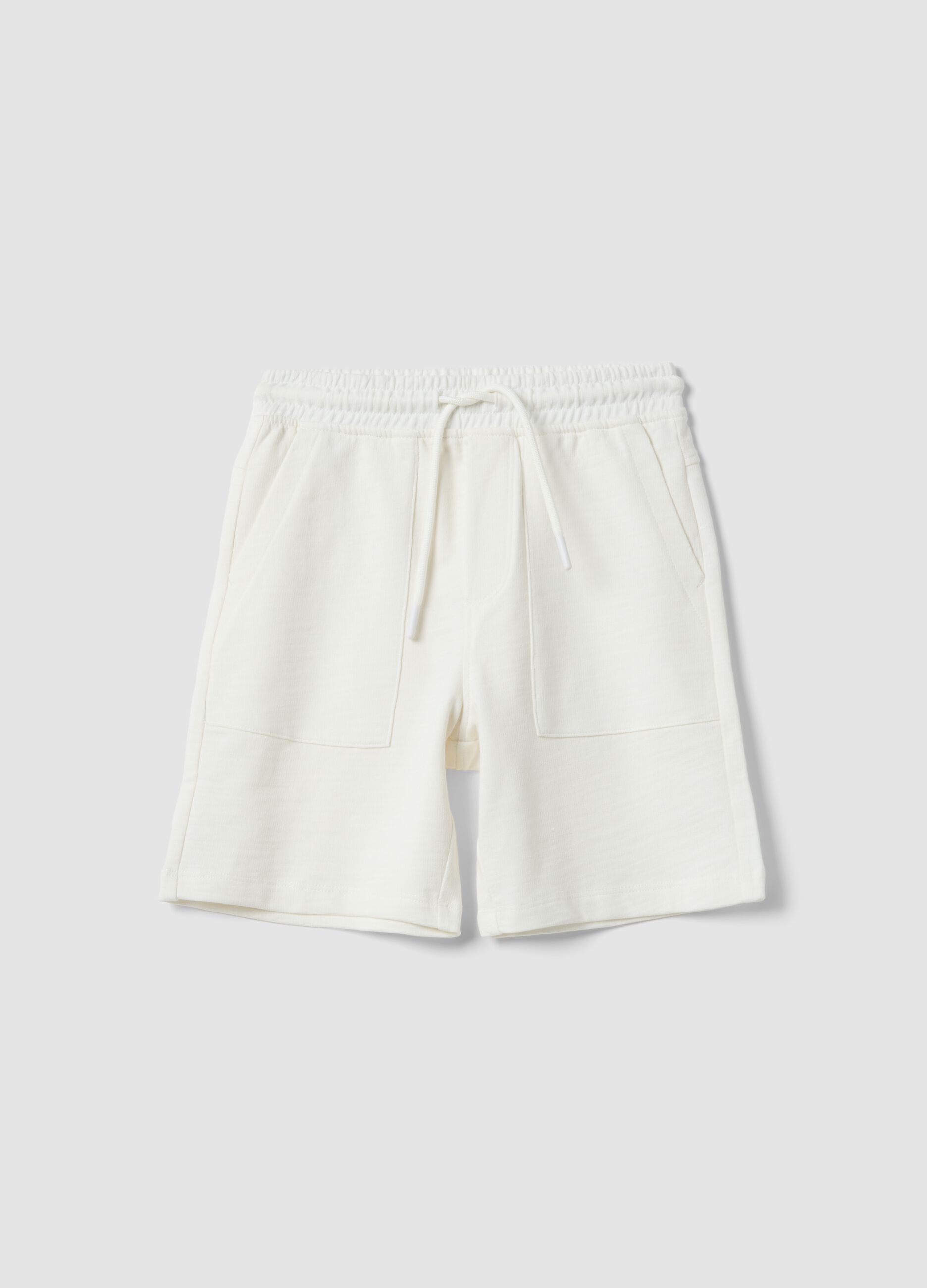 Boys&rsquo; white pure cotton shorts with elasticated waist