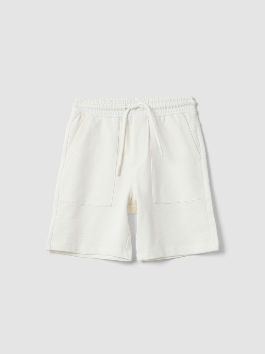 Boys&rsquo; white pure cotton shorts with elasticated waist_0