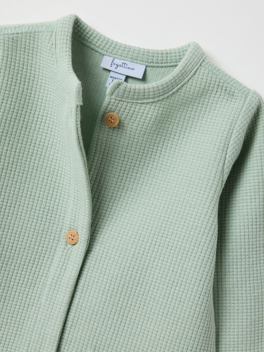 Green pure cotton baby romper with buttons_3