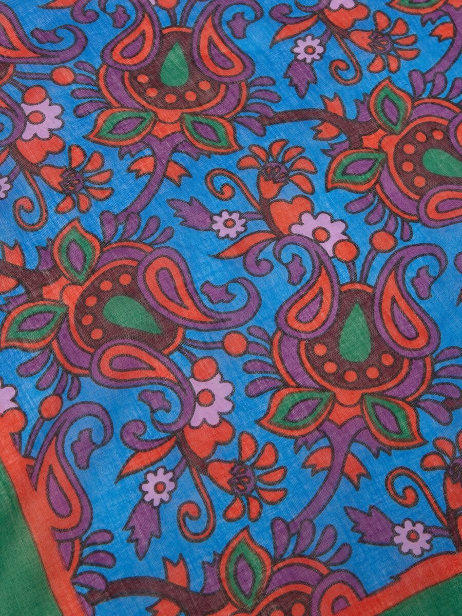 Multicolour pure cotton scarf with fringes_2