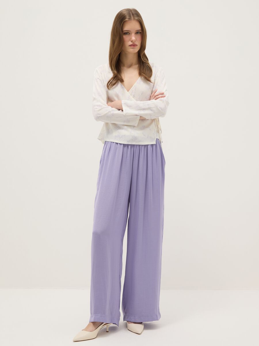 Regular fit purple pure cotton trousers_0