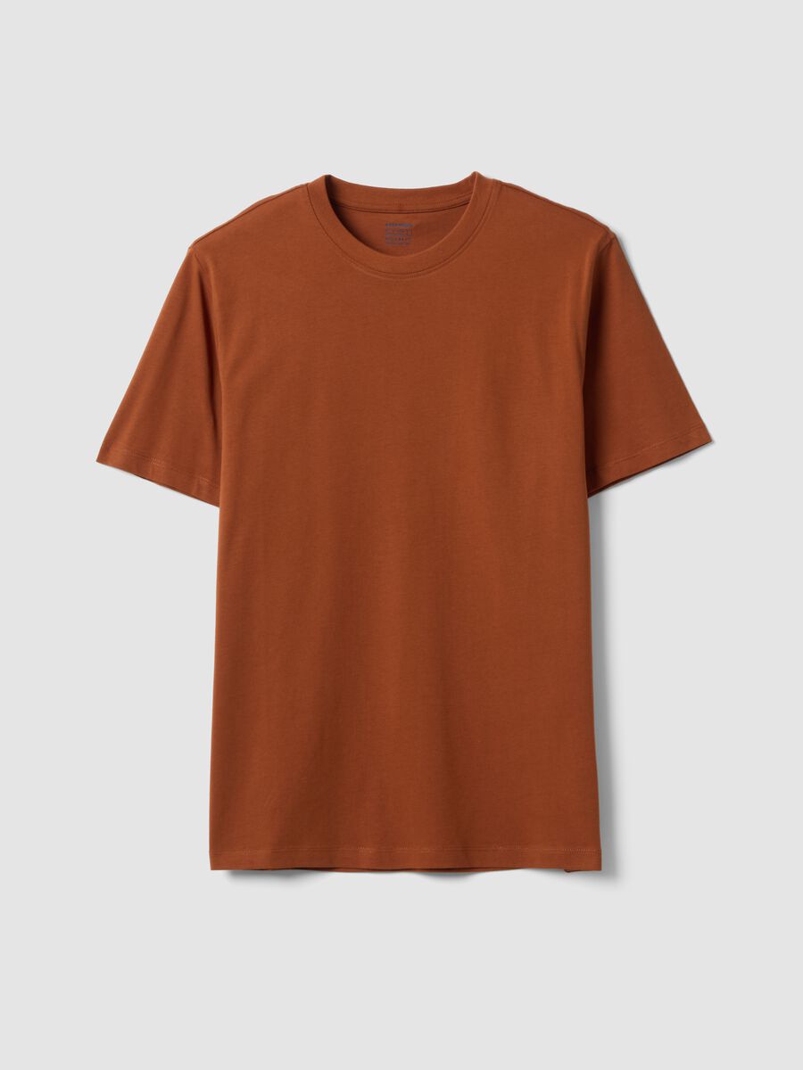 Brown regular-fit T-shirt in pure organic cotton jersey_4