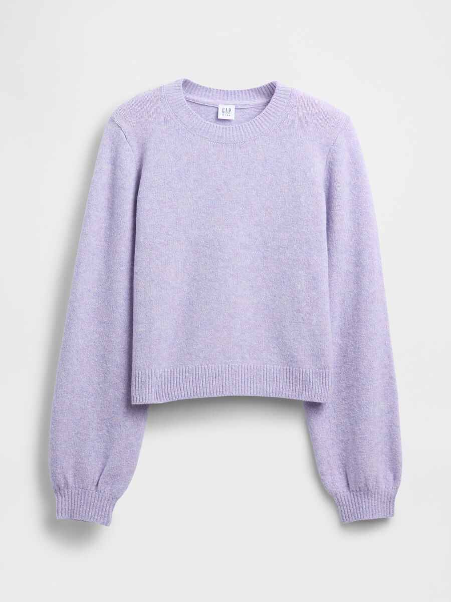 Purple pullover in cotton, polyamide and acrylic blend_0