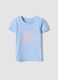 Girls&rsquo; light blue pure organic cotton T-shirt with seaside print_0