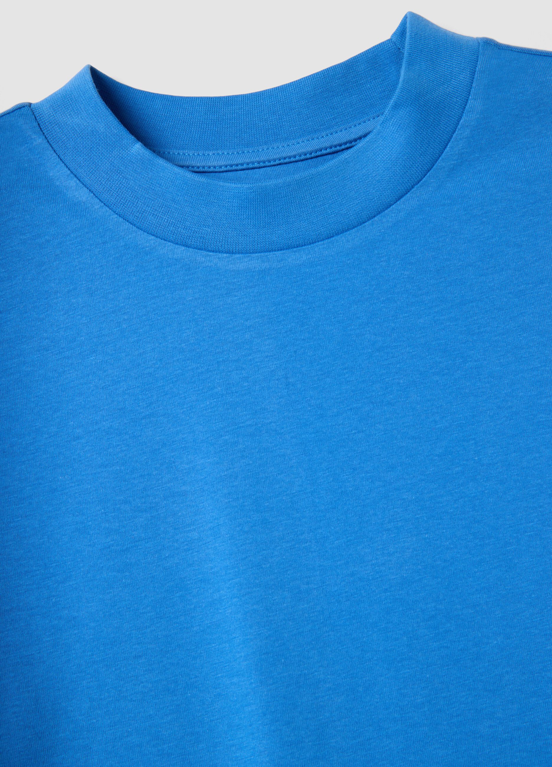 Blue pure cotton regular-fit T-shirt