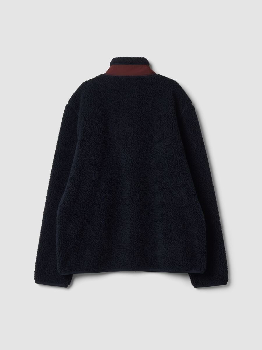 Blue regular-fit sherpa sweatshirt with crew neck and zip_2