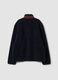 Blue regular-fit sherpa sweatshirt with crew neck and zip_2