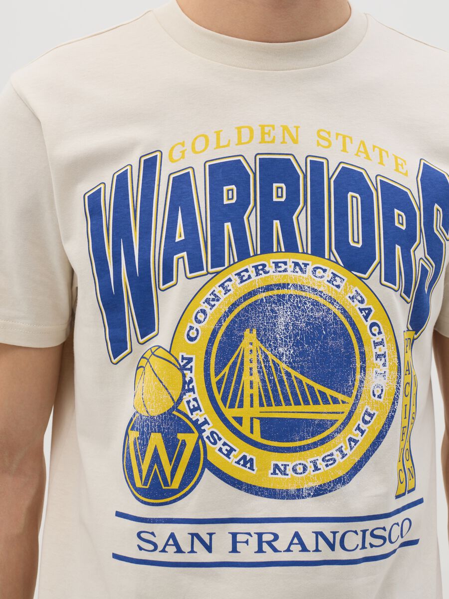 Beige NBA Golden State Warriors T-shirt_2