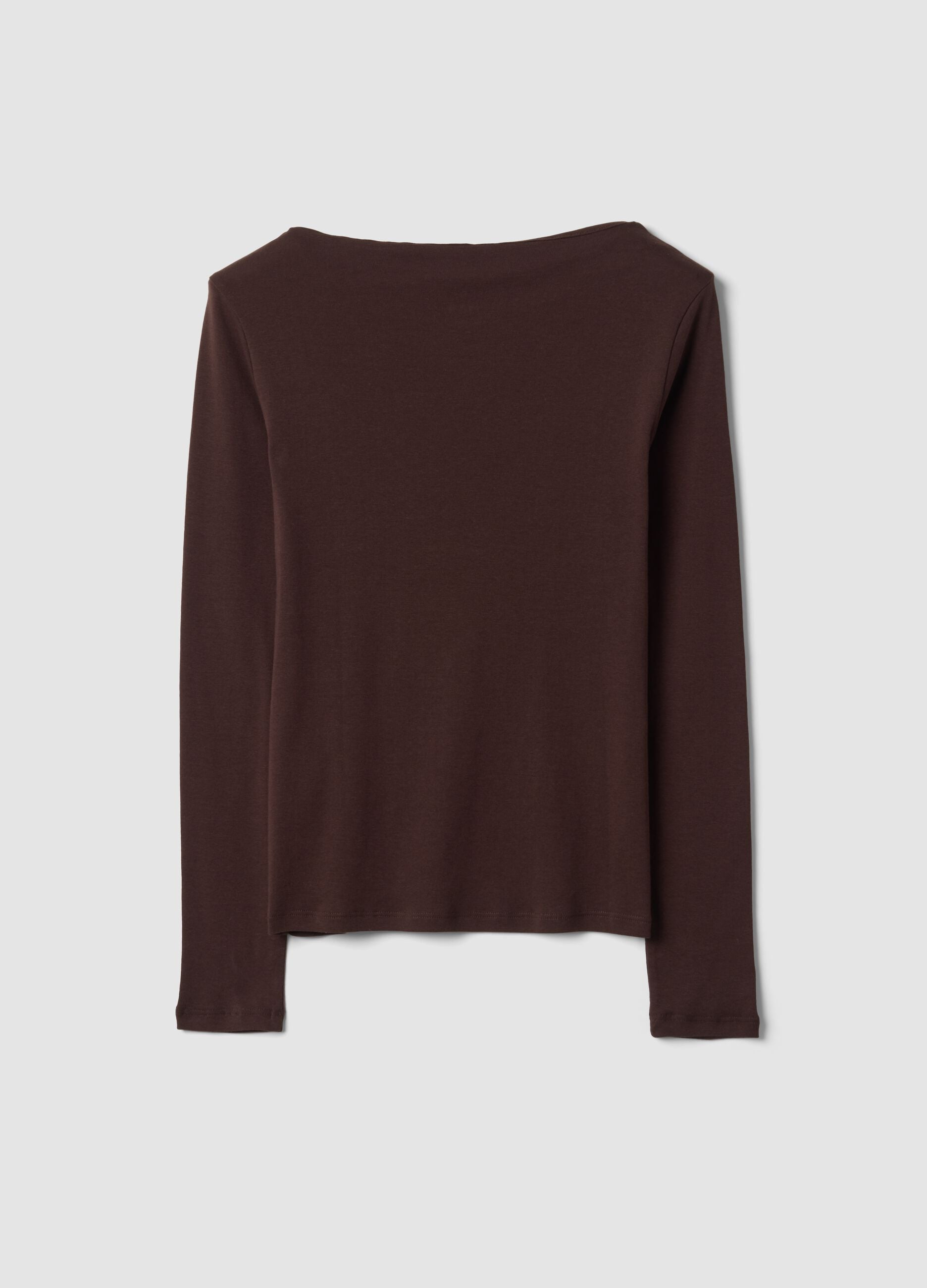 Brown pure cotton crew-neck T-shirt