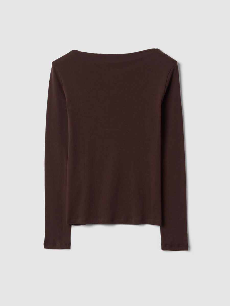 T-shirt marrone in puro cotone con girocollo_6