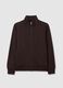 Brown cotton blend sweatshirt with zip_4
