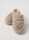 Baby booties in pure beige cotton_2