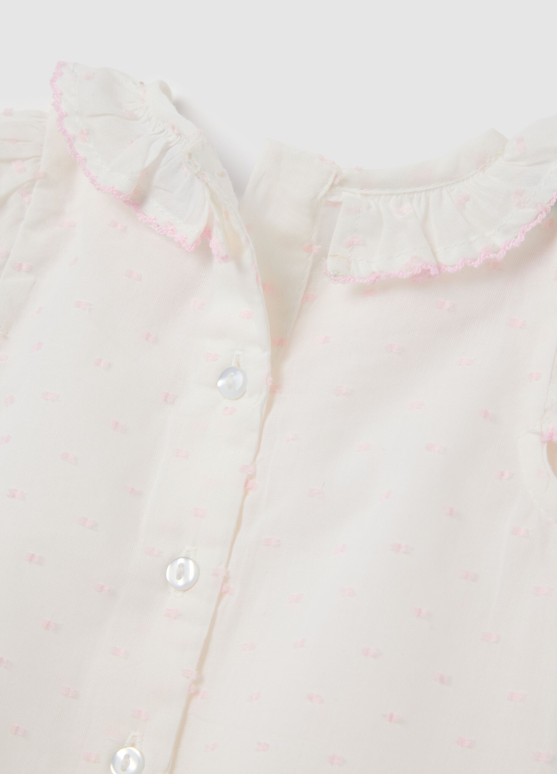 White Baby Bodysuit with Ruffled Collar