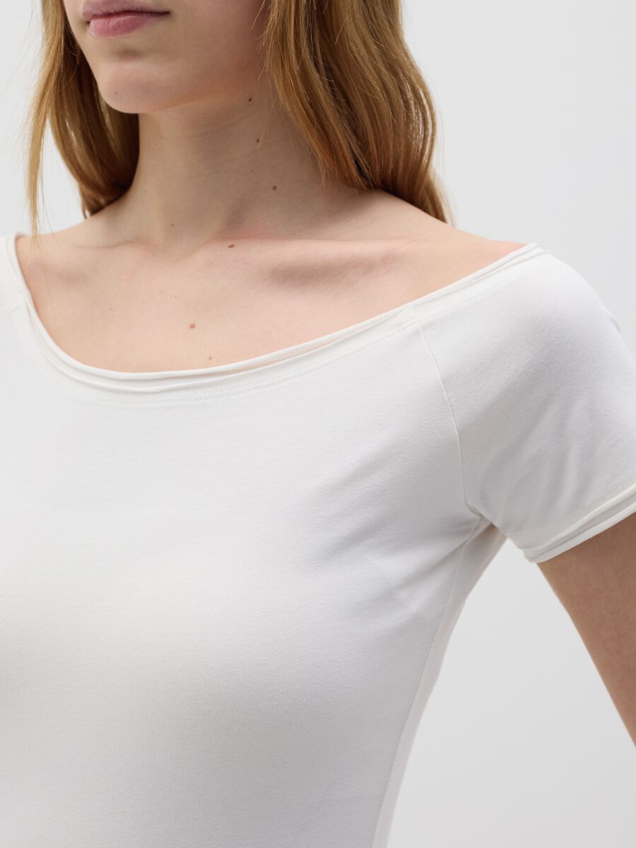 Fitted White Cotton Stretch T-shirt B.Angel_3