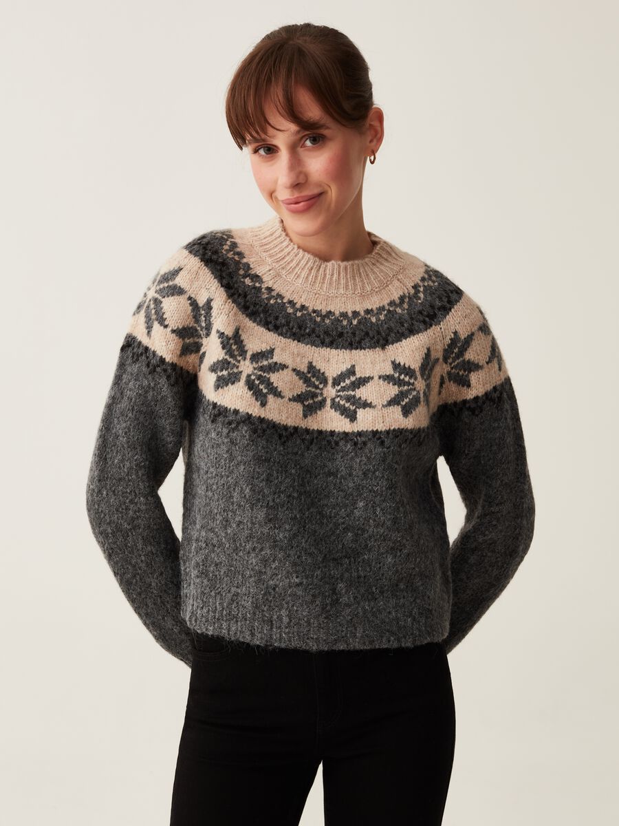 Pullover con disegno norvegese jacquard_0