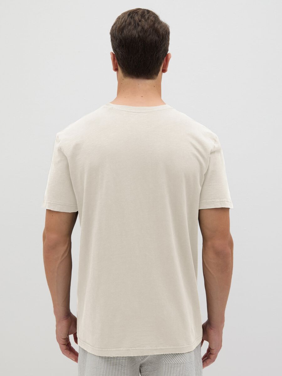 Men's beige pure cotton regular fit T-shirt_2