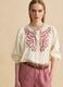 Camicia beige in puro cotone con ricami floreali_3