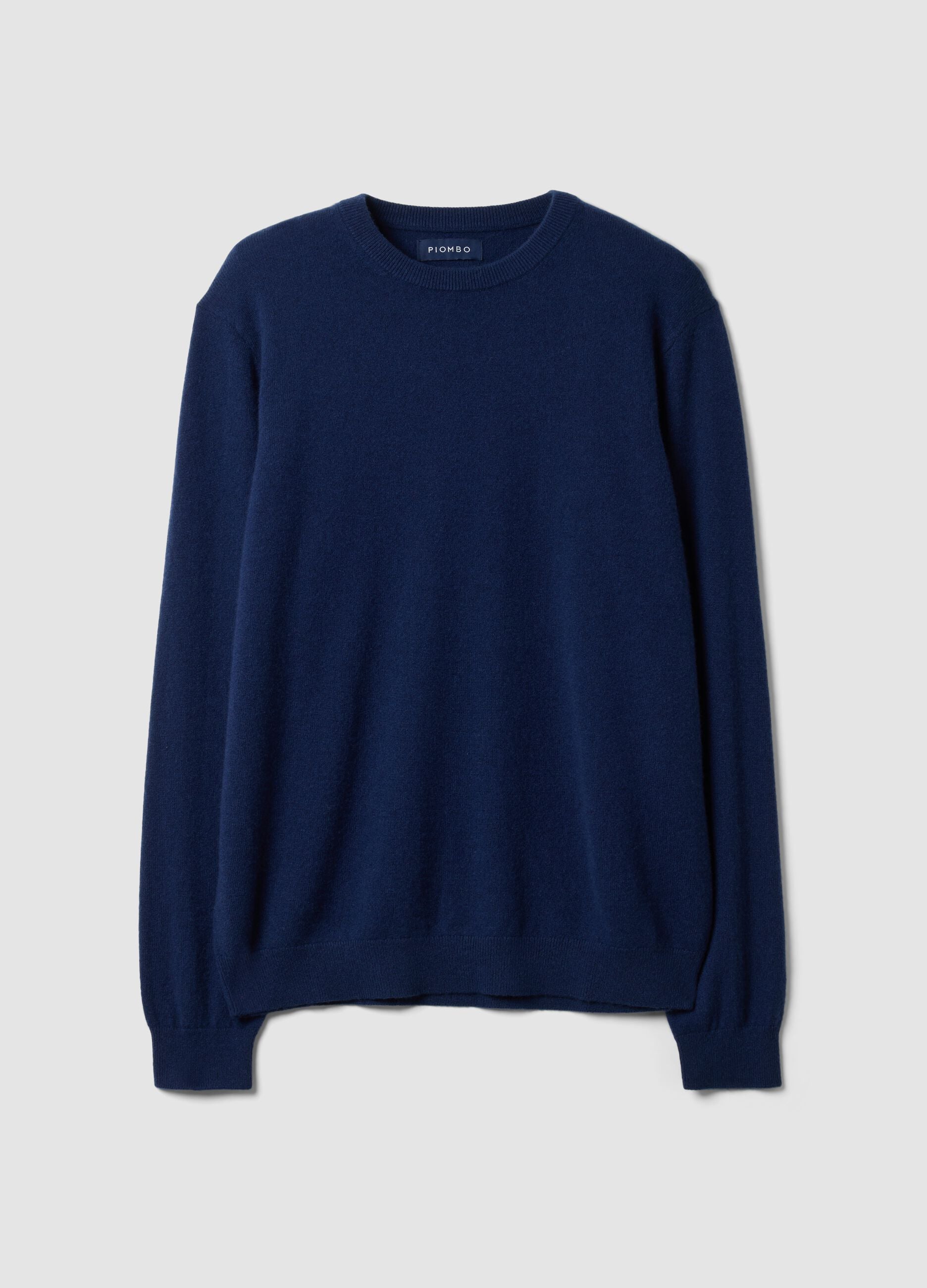Navy pure cashmere jumper, regular fit