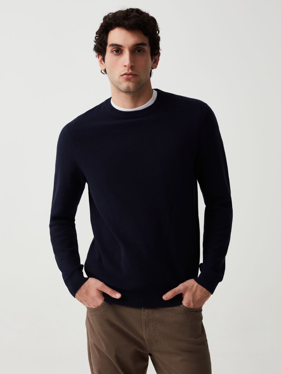 Cotton pullover with round neck_0