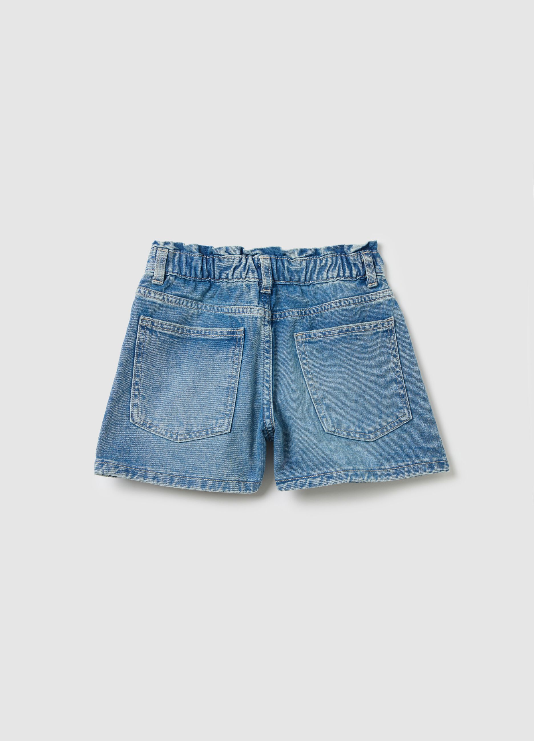 Blue cotton denim shorts for girls