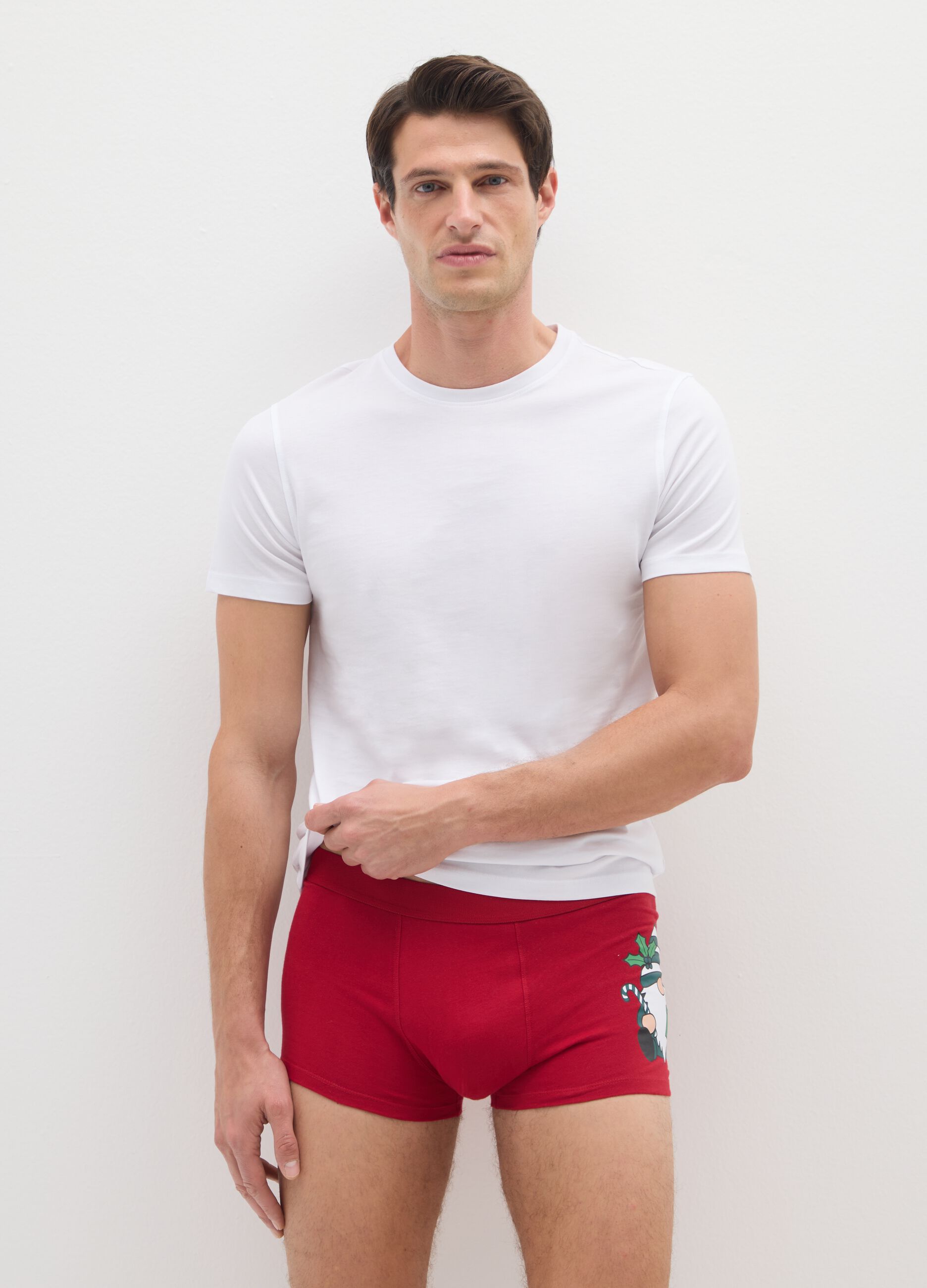 Red Christmas boxers in pure cotton regular fit with print