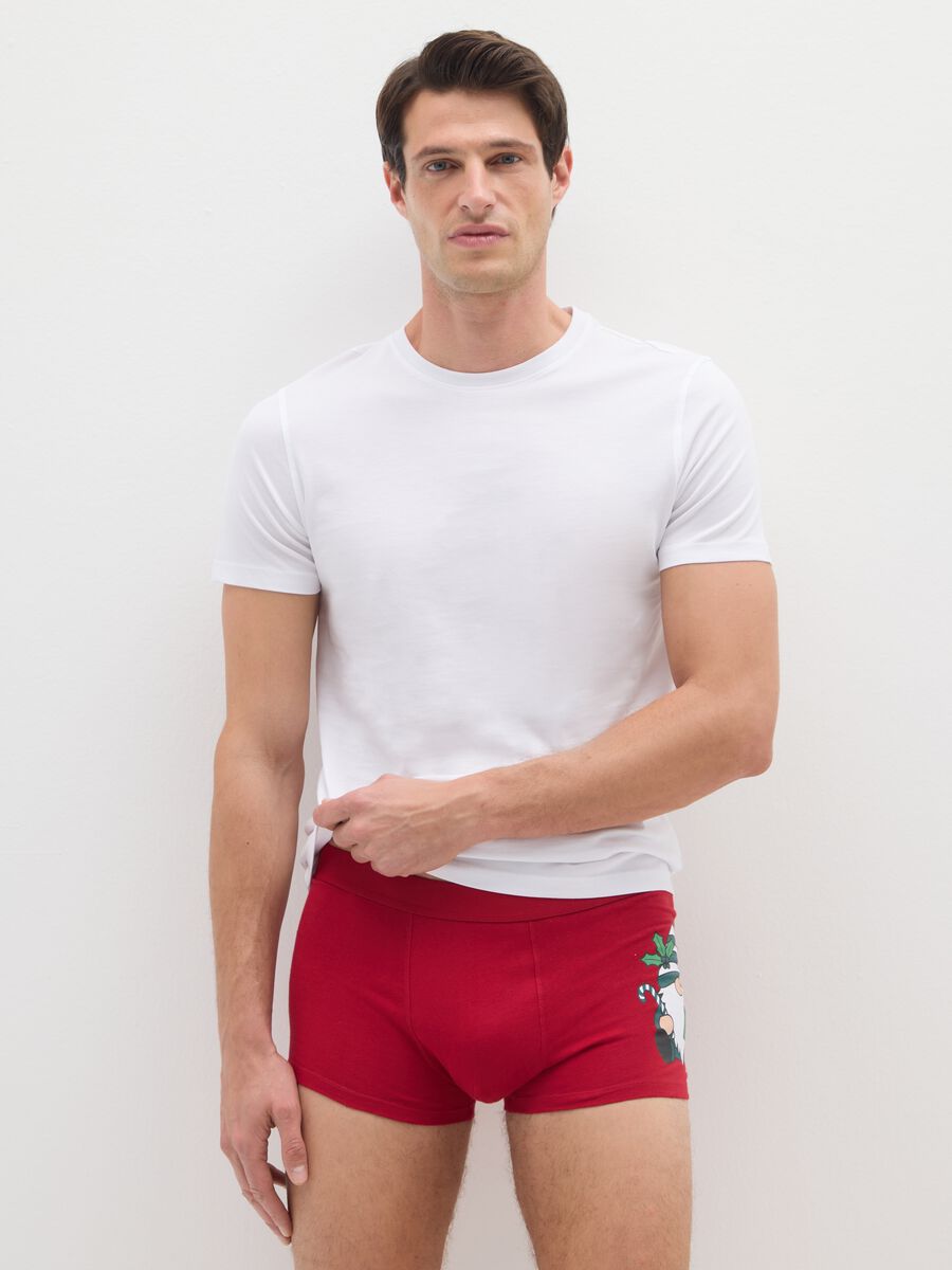 Red Christmas boxers in pure cotton regular fit with print_0