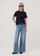 Light blue wide-leg jeans in pure cotton_0