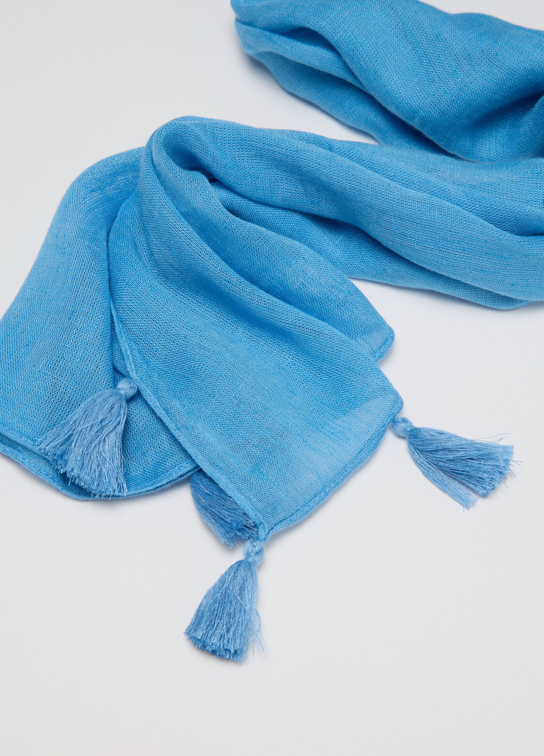 Light blue scarf with tassels