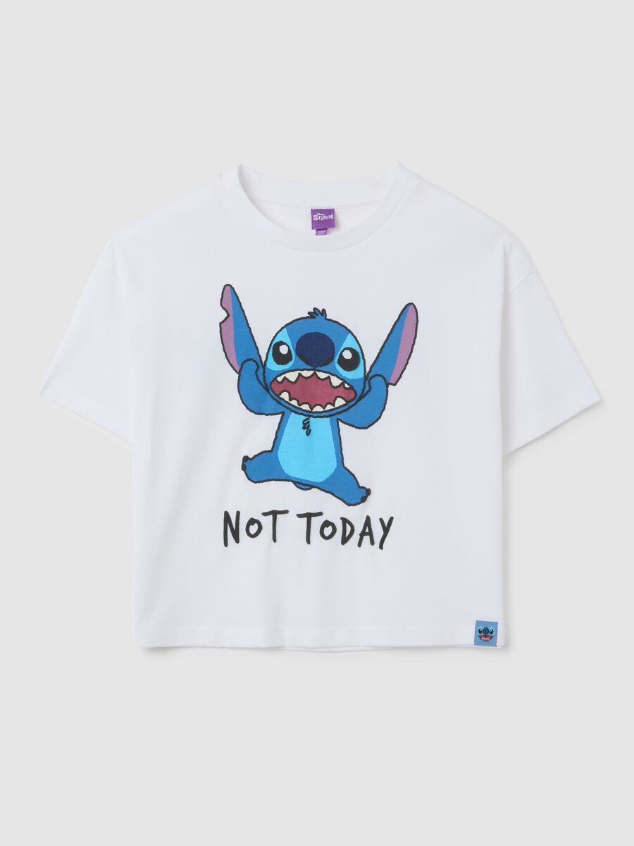 T-shirt da ragazza in puro cotone bianca regular fit con stampa_0