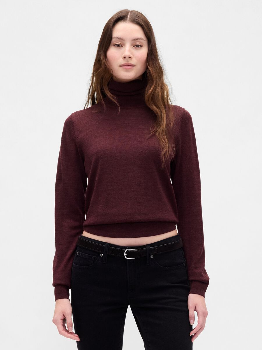 Red wool turtleneck jumper_0