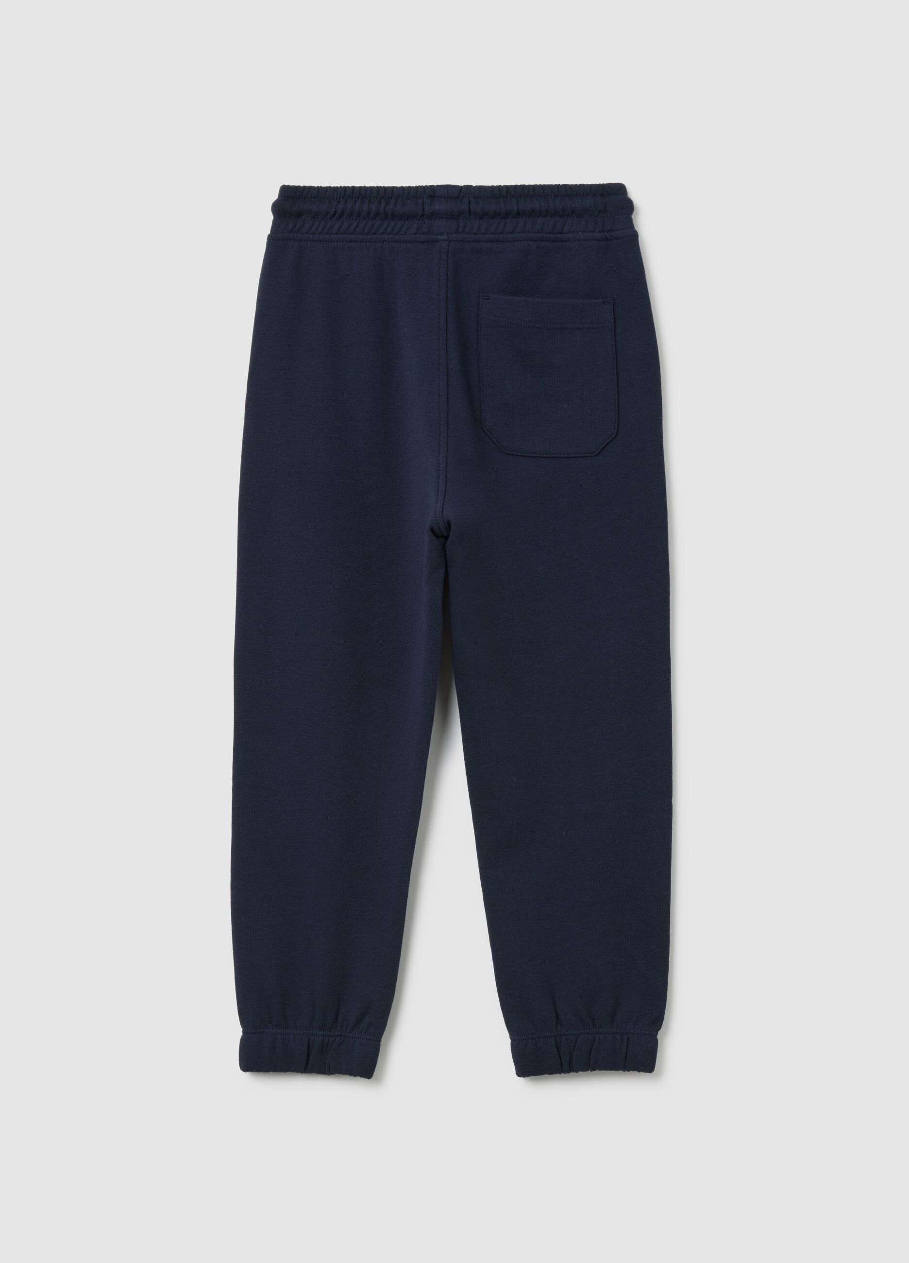 Children's blue regular fit jogger trousers in pure cotton