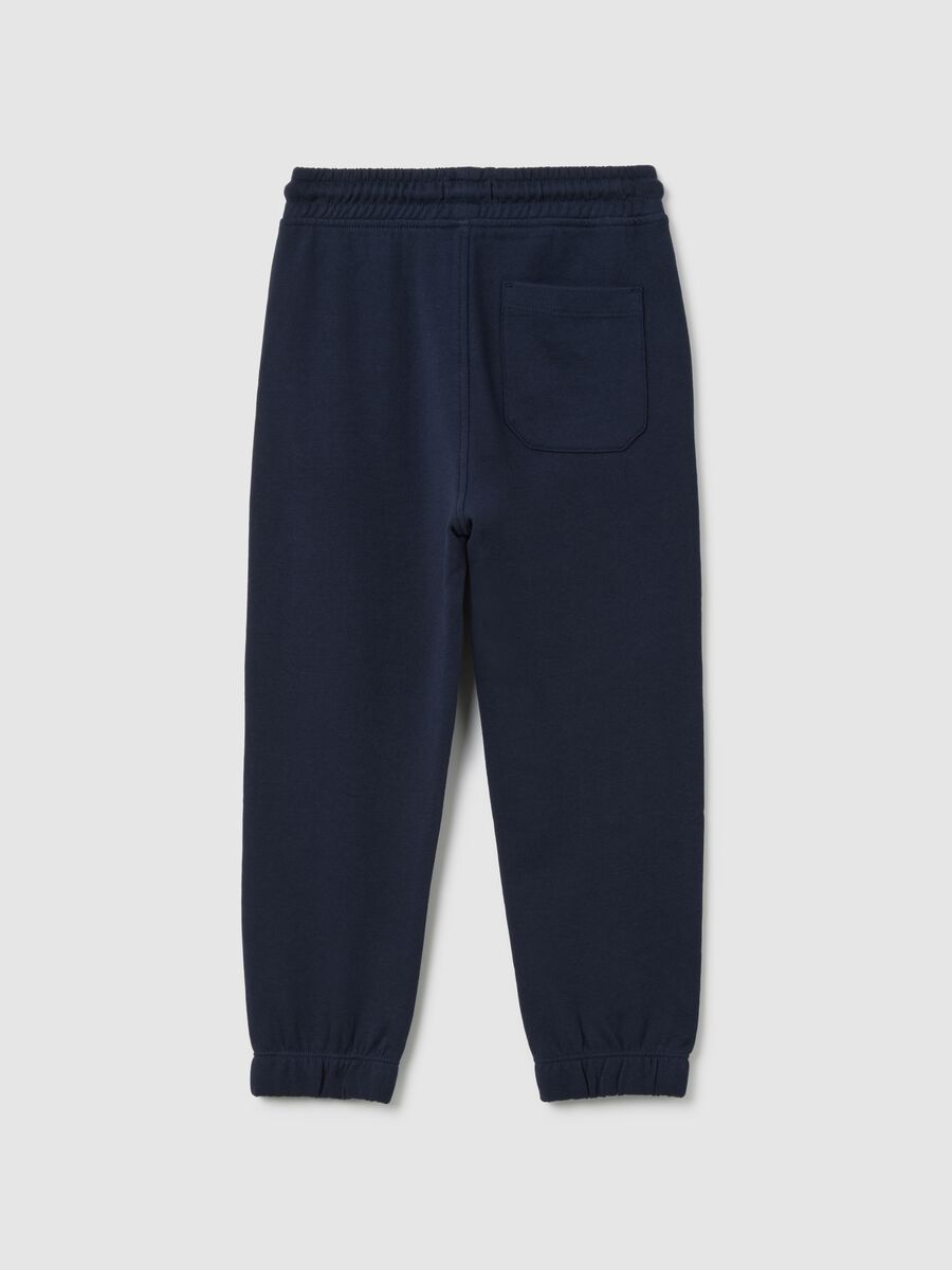 Children's blue regular fit jogger trousers in pure cotton_1