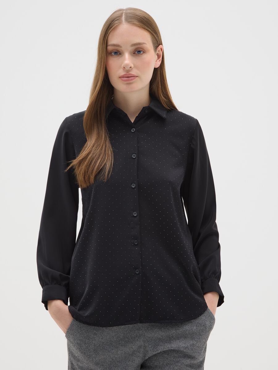 Camicia nera con collo tradizionale regular fit_0