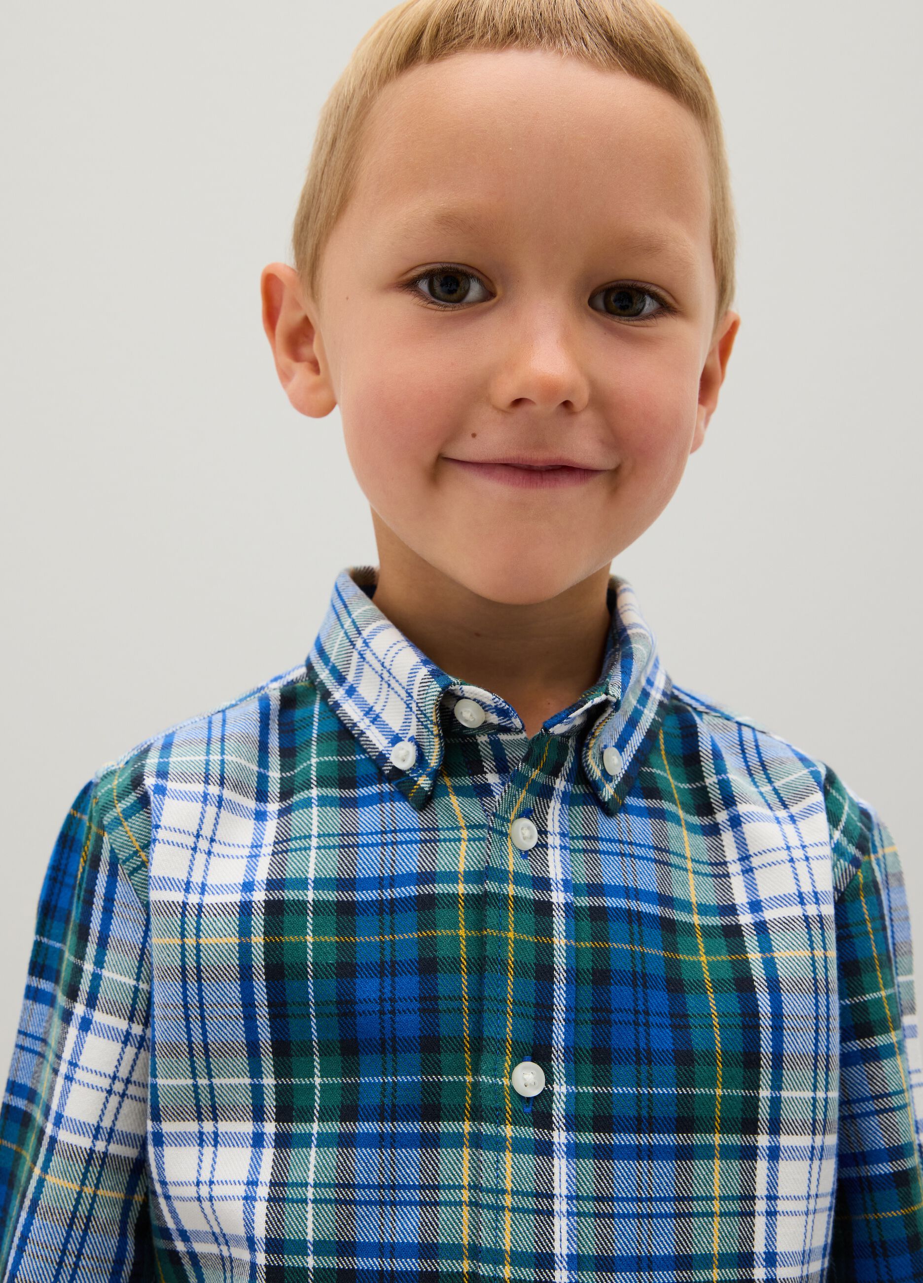 Multicoloured regular fit pure cotton kids' shirt