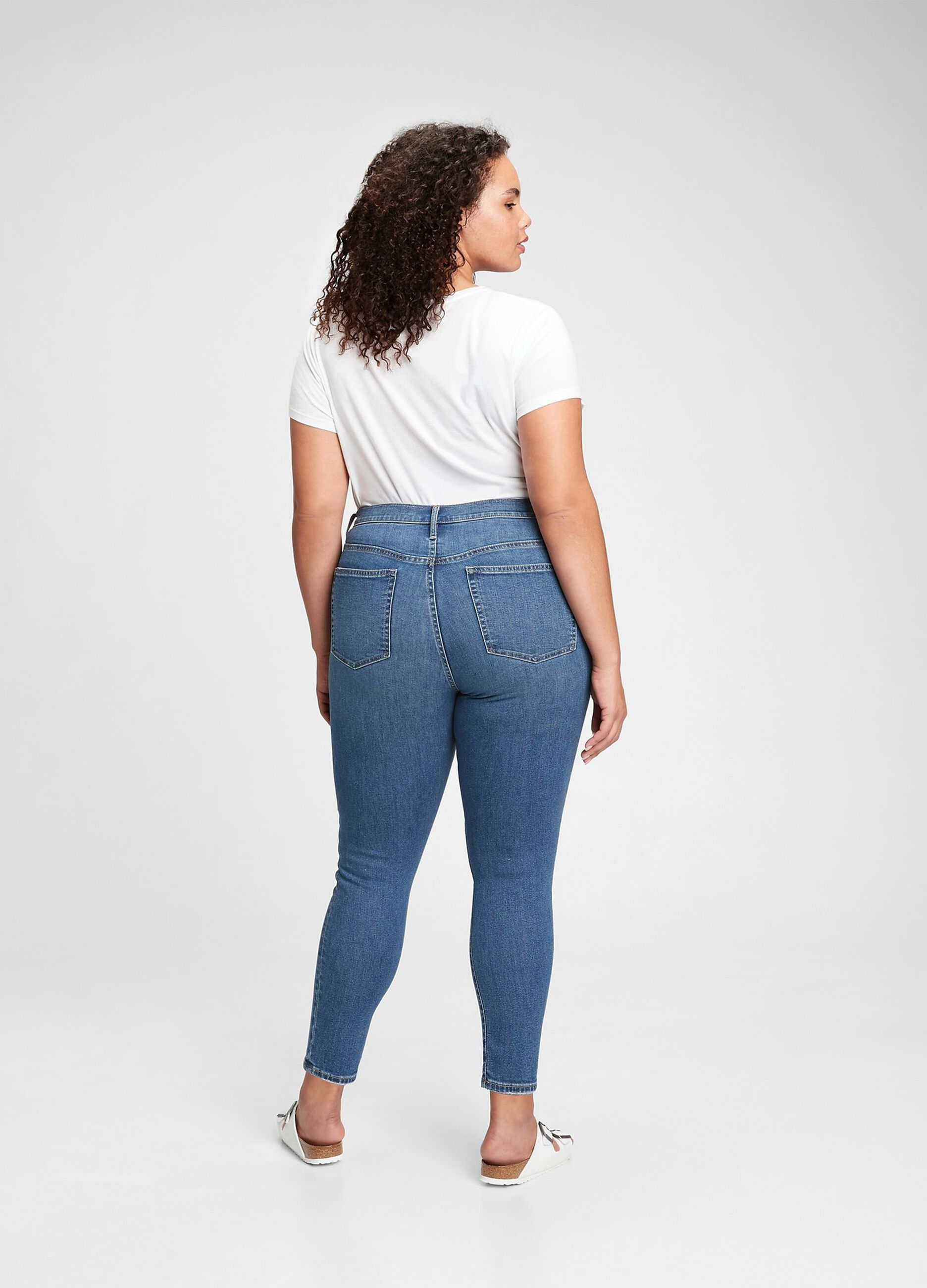 High-waisted skinny-fit jeans with fading
