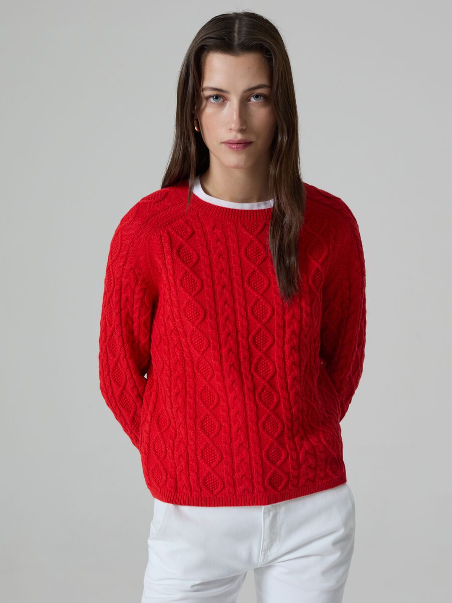 Pullover with woven design_0