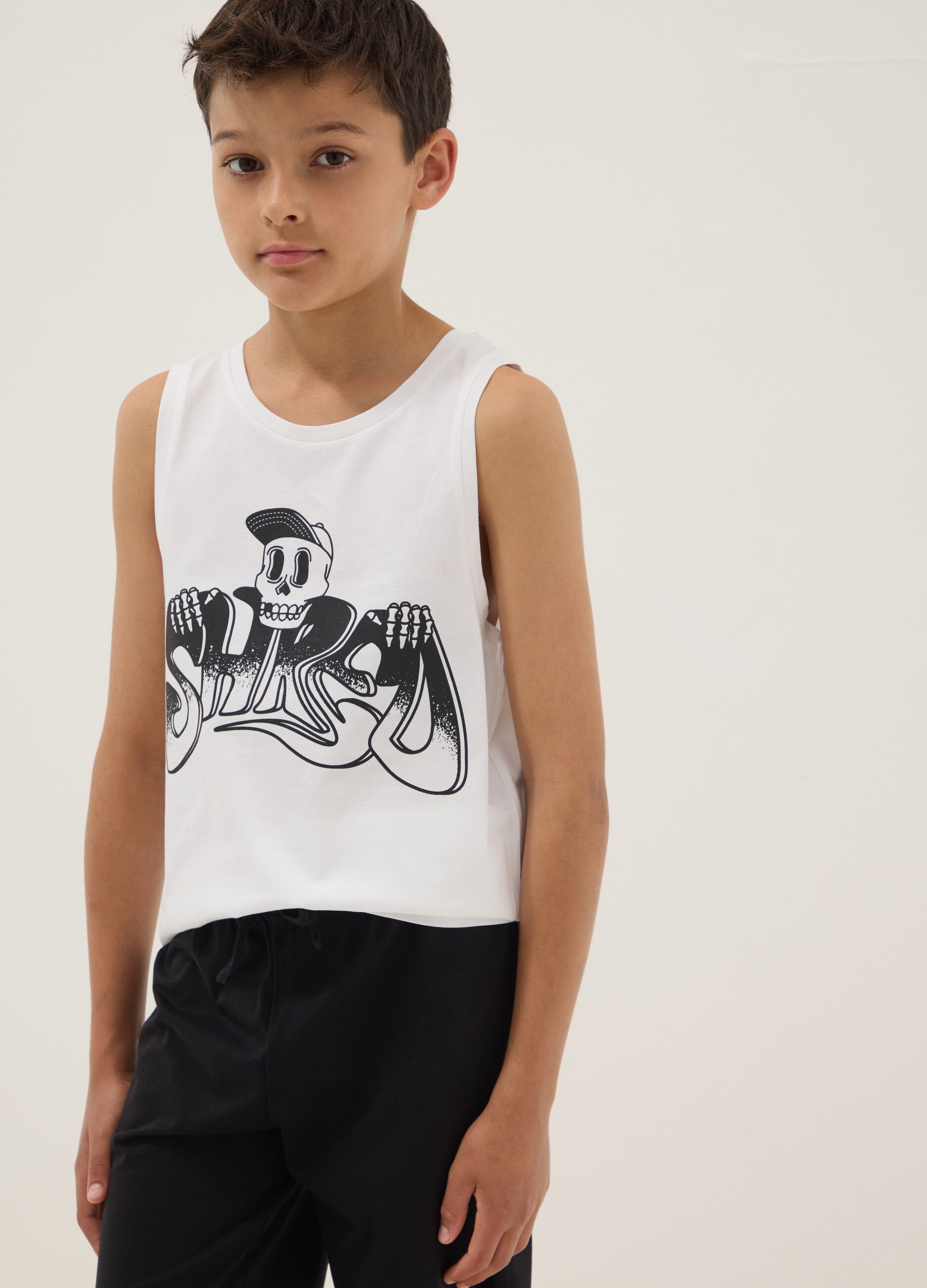 Black and white pure cotton set with top and shorts