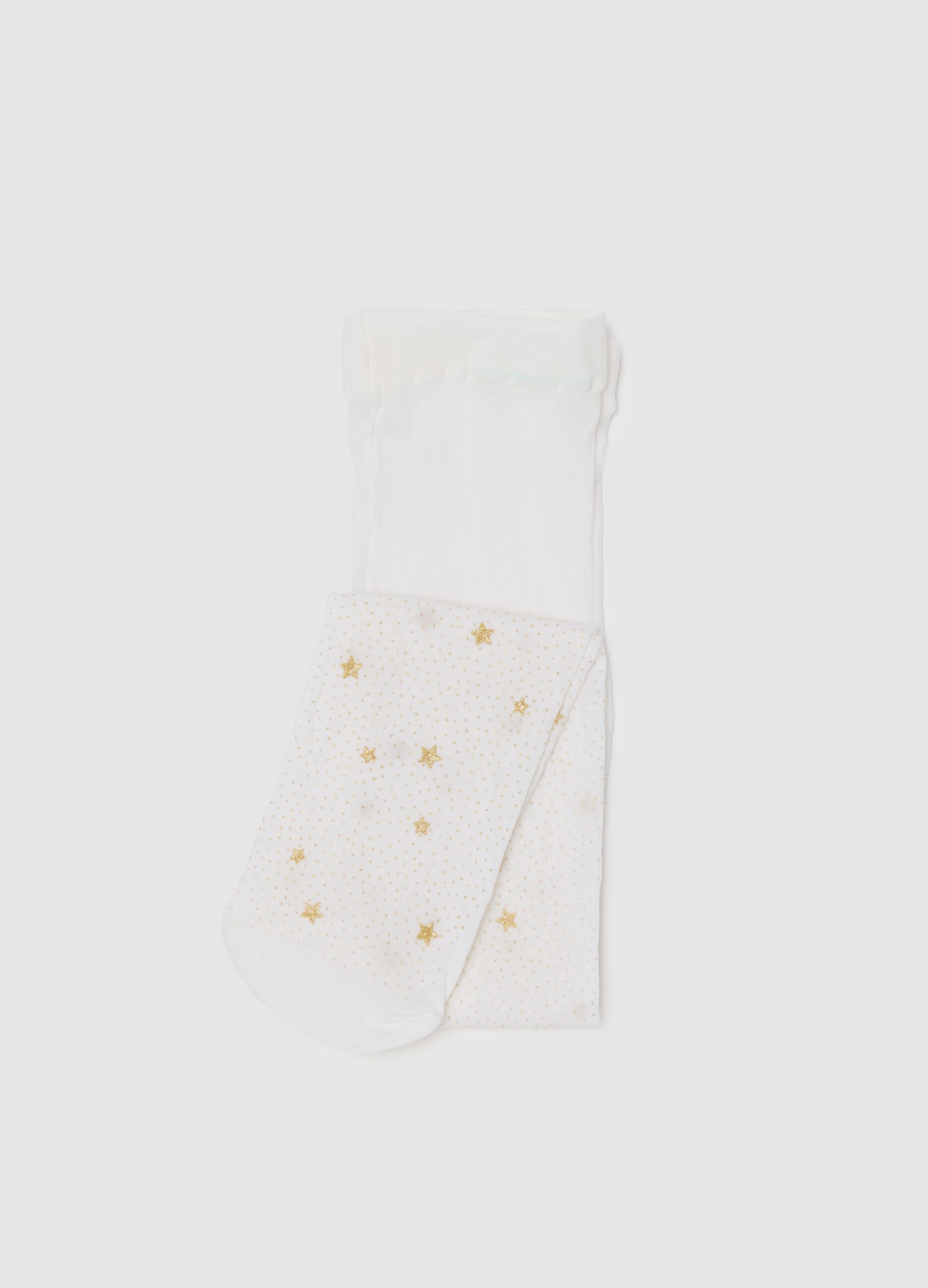 White tights with golden stars
