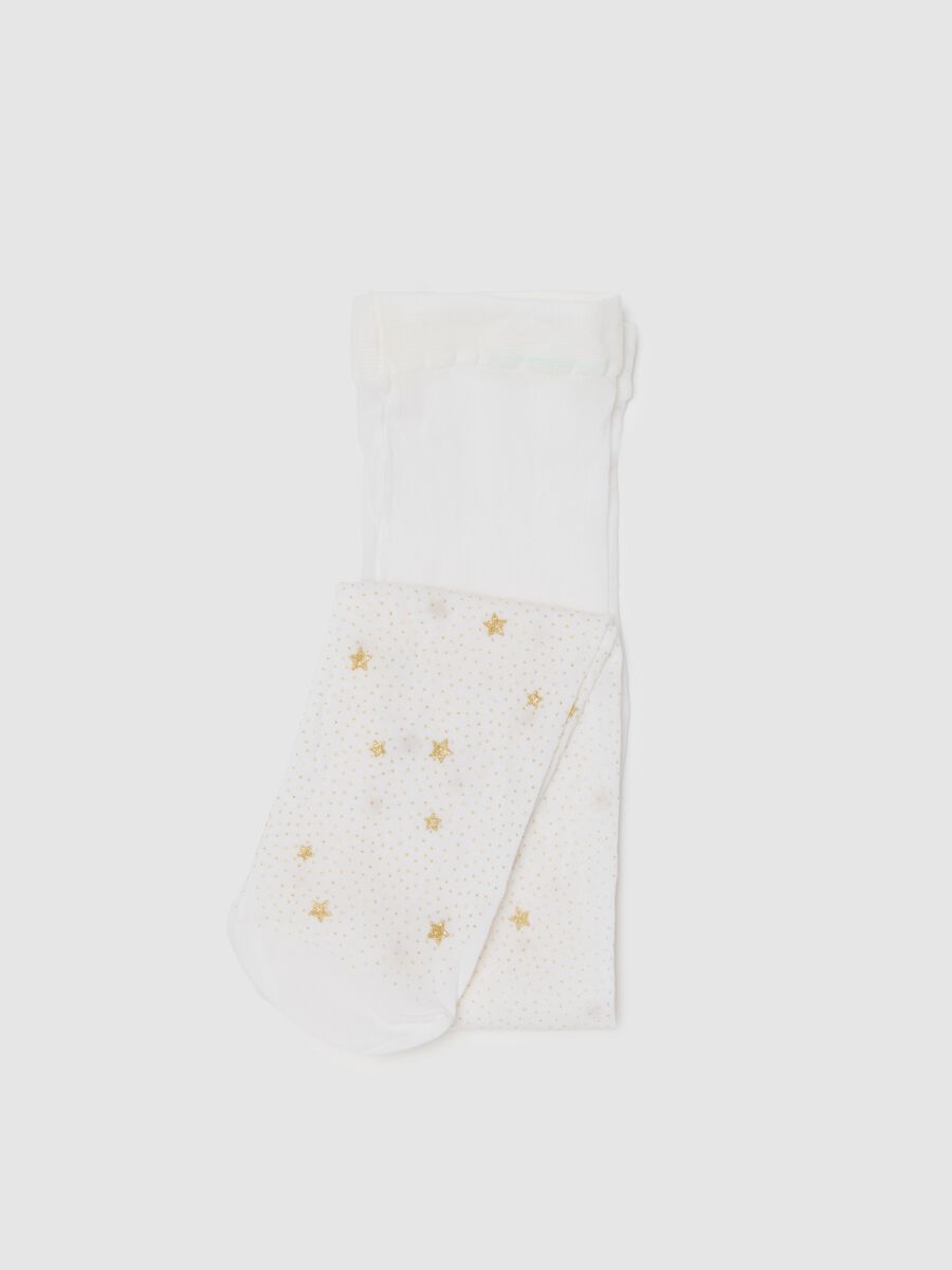 White tights with golden stars_0
