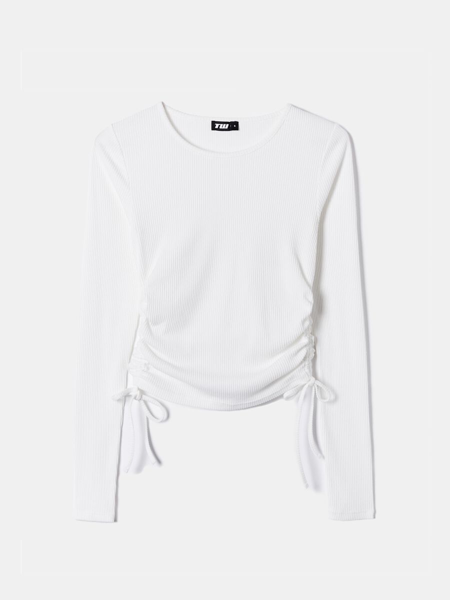 Ribbed crop T-shirt with laces_3